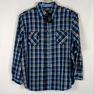 Vintage LL Cool J blue/white plaid shirt men size 2XL - 80''-90's - NWT